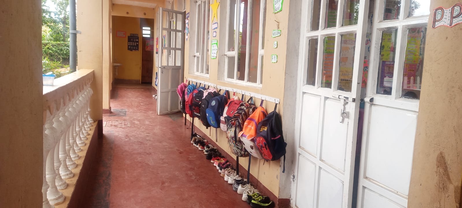 School corridor outside a classroom